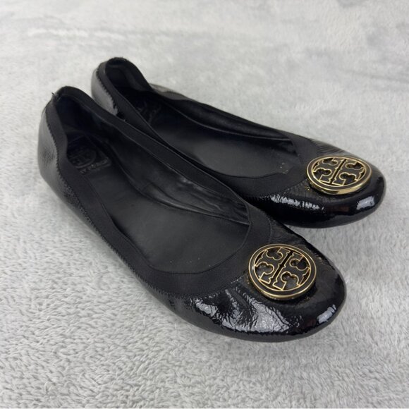 Tory Burch Women's Size 11 US Caroline Black Patent Leather Ballet Flat - Picture 1 of 12